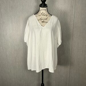 LC Lauren Conrad White V-Neck Short Sleeve Tunic Size 3X